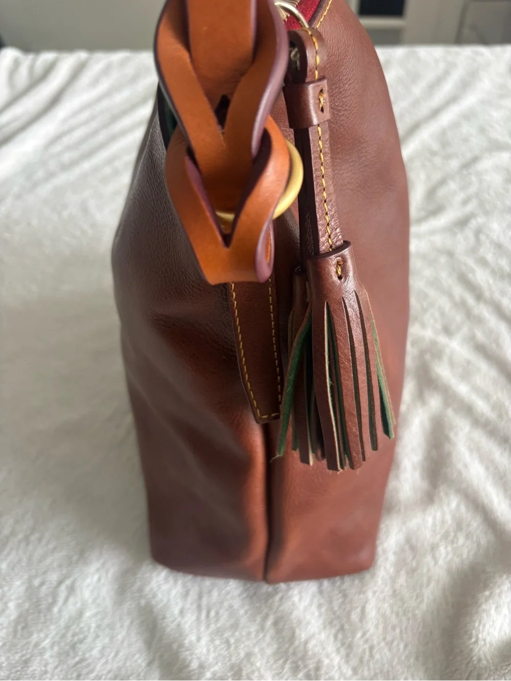 Dooney & Bourke Florentine Chestnut Brown Leather Shoulder Hobo twist strap - Picture 4 of 8